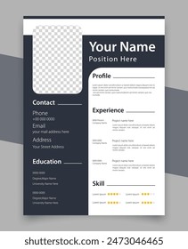 Profesional Cv Resume Diseño De Plantilla Y Membrete, Carta De Presentación, Vector Minimalista, Blanco Y Negro