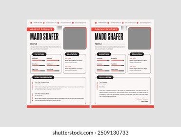 Professional CV resume template design for a creative person - vector minimalist