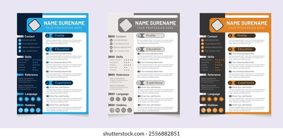 Professional CV or Resume Template Design with a Modern, Minimal, and Unique Concept