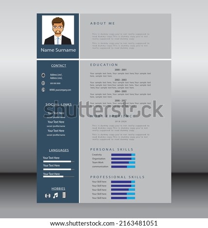 Professional CV resume template design.
