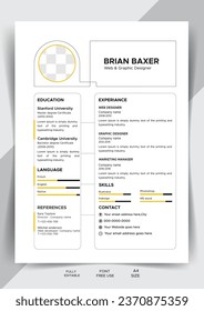 Professional CV resume template elegant stylish design.