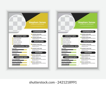 Professional CV Resume template elegant stylish design business resume Vector.