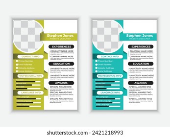 Professional CV Resume Template eleganten Design Business wieder Vector.