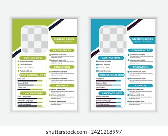 Professional CV Resume template elegant stylish design business resume Vector.