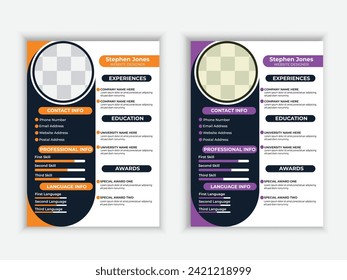 Professional CV Resume template elegant stylish design business resume Vector.