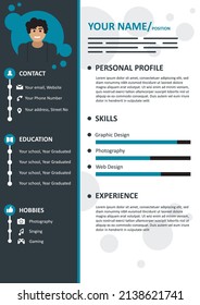 Professional CV resume template, minimalist and modern vector design.