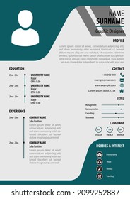 Professional CV - Resume template. Modern white color background. A4 letter size vector. Best for job application