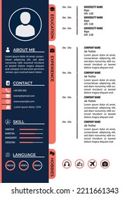 Professional CV - Resume Template. Modern simple clean design. Editable vector. A4 paper size. Suitable for job application