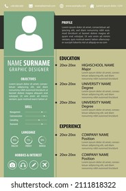 Professional CV Resume Template. Simple Modern Design. A4 Paper Size. Editable. Best for Job Application