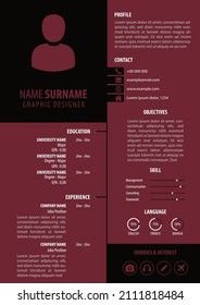 Professional CV Resume Template. Simple Modern Design. A4 Paper Size. Editable. Best for Job Application