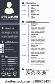 Plantilla de currículum profesional currículum currículum con diseño sencillo y moderno. Vector editable. Tamaño de papel A4. Adecuado para la aplicación de trabajo