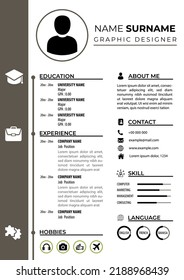 Professional CV Resume Template with Simple and Modern Design. Editable Vector. A4 Paper Size. Suitable for Job Application