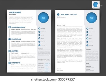 Professional cv, resume template of two pages. A4 size