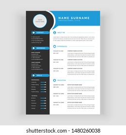 Professional CV Or Resume Template, Vector Original Minimalist Cv.