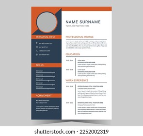 Professional CV resume template and  vector design.