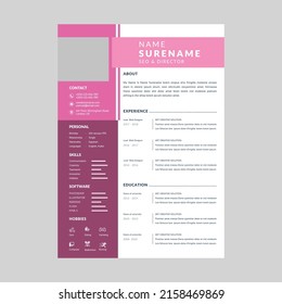 Professional Cv Template Layout Design