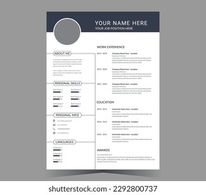 Professionelles CV-Template oder modernes Lebenslauf und Vektordesign.	