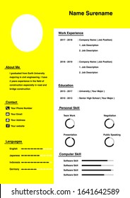 Professional cv yellow and white theme template