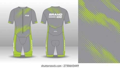 Modelo profissional da maquete da camisa de ciclismo com estilo geométrico moderno para roupas ativas