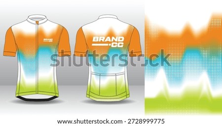Professional cycling jersey mockup template with modern geometric style for activewear