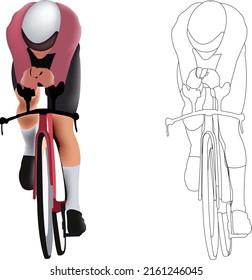 professional cyclist pink jersey seen in front
