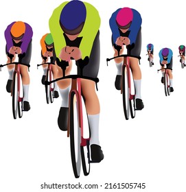 professional cyclists in the final sprint group