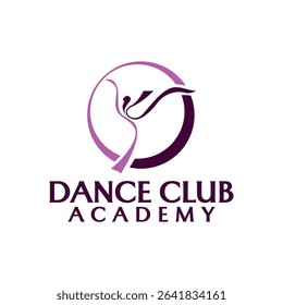 Professional Dance Ribbon Dancer School Club Sports Academy Logo Template 