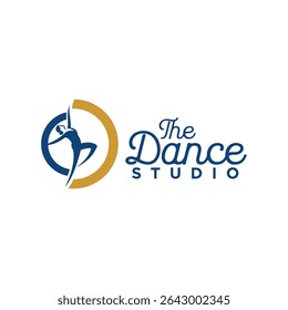 Professional Dance Ribbon Dancer School Club Sports Academy Logo Template 
