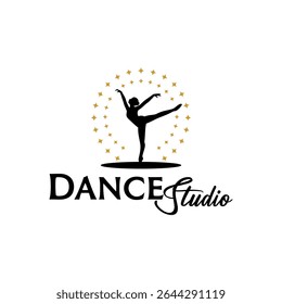 Professional Dance Ribbon Dancer School Club Sports Academy Logo Template 
