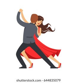 Professional dancer couple dancing latino colorful character vector Illustration