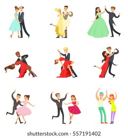 Professional Dancer Couple Dancing Tango, Waltz And Other Dances On Dancing Contest Dancefloor Collection