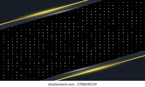 Fundo escuro profissional com listras diagonais douradas e uma grade quadrada iluminada sutil. Ideal para marcas corporativas, design digital ou convites para eventos.