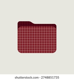 A professional dark red folder icon featuring a white grid pattern. This minimalist flat vector design is perfect for office apps, digital file organization, data storage, and website UI graphics