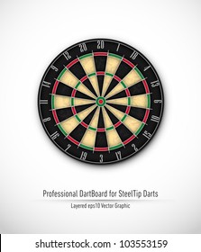 Professional Dartboard For Steel Tip Darts | Eps10 Vector Background | Layers Organized And Named