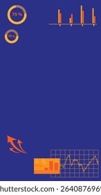Professional data visualization background with charts, graphs, and percentage indicators on a deep blue. Suitable for business reports, financial presentations, or analytical dashboards, conveying