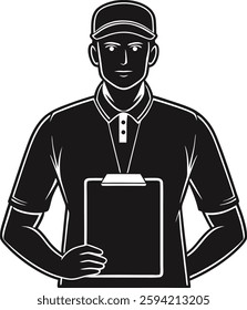 Professional Delivery Driver Silhouette with Clipboard