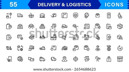 Professional Delivery and Logistics Icon Set Featuring Modern Vector Designs for Efficient Shipping and Transportation Solutions