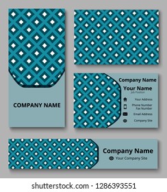 Professional deluxe branding design kit with decorative ornament of teal and white shades. Premium corporate identity template. Business stationery mock-up