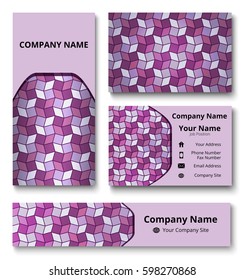 Professional deluxe branding design kit with decorative ornament of violet shades. Premium corporate identity template. Business stationery mock-up