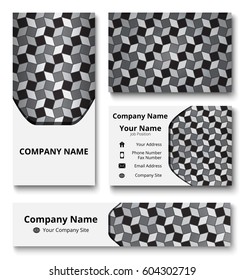 Professional deluxe branding design kit with decorative ornament of black, gray, and white shades. Premium corporate identity template. Business stationery mock-up
