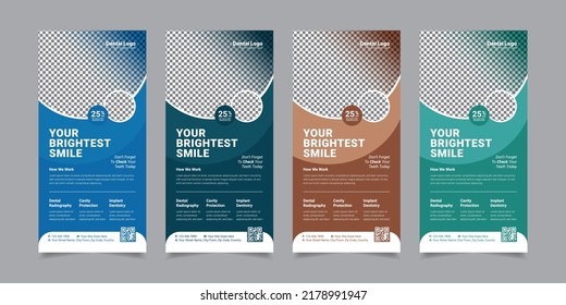 Professional Dental Care DL Flyer Vector illustration, Dental Care Clinic Rack Card Template Design, Medical Care Health Creative Layout Background, DL Flyer for Dentist