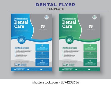 Professional Dental Care, Dental Care Flyers Template, Dental Care Clinic, Medical Care Health Flyer