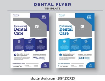 Professional Dental Care, Dental Care Flyers Template, Dental Care Clinic, Medical Care Health Flyer