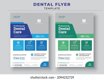 Professional Dental Care, Dental Care Flyers Template, Dental Care Clinic, Medical Care Health Flyer