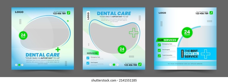 Professional Dental Care Service Social Media Post or healthcare and medical service promotion ads banners