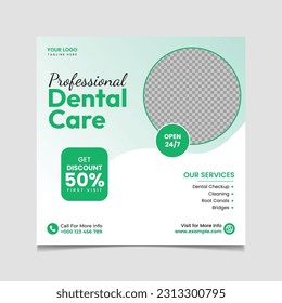 Professional Dental care social media post vector template