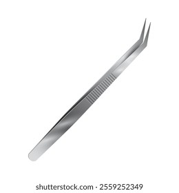 Professional dental and stomatology care instrument. Vector isolated cotton forceps or pliers for treatment and care for patients. Dentist tool, chrome stainless steel equipment for procedure