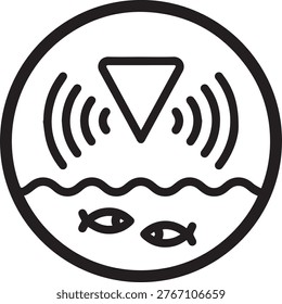 Professional Depth Sounder Wave Icon Set for Marine Navigation Apps, Fishing Charts, Underwater Exploration Dashboards, Sonar Data Visualization, Oceanographic Research Tools, and Fisheries