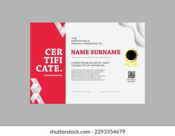 Professional design certificate template with abstract geometric background in horizontal a4 size
