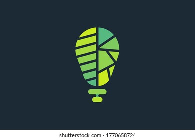 Professional design ideas. A combination of bulb and brain objects. The logo design has a dominant green color and a natural theme. Suitable for use by herbal companies.